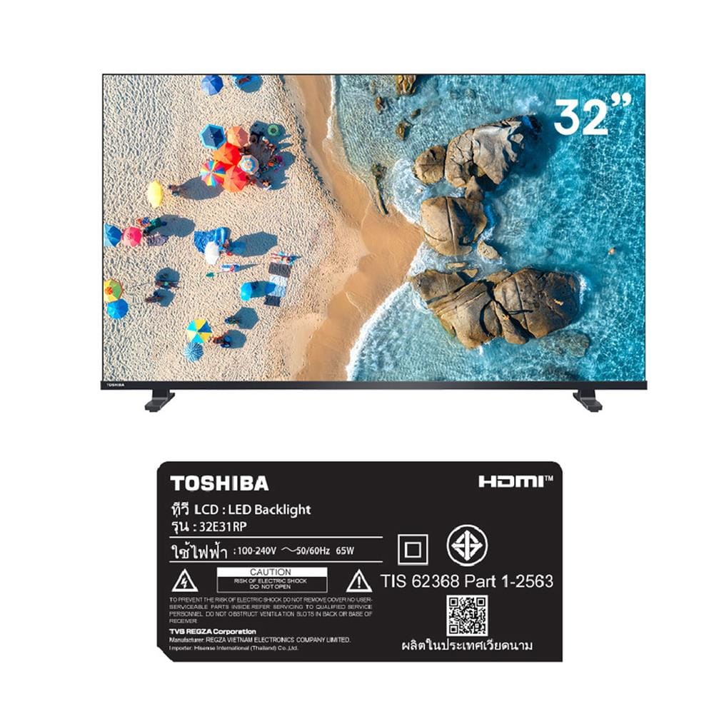 ทีวีแอลอีดี 32 นิ้ว TOSHIBA (HD, LED, VIDAA) 32E31RP