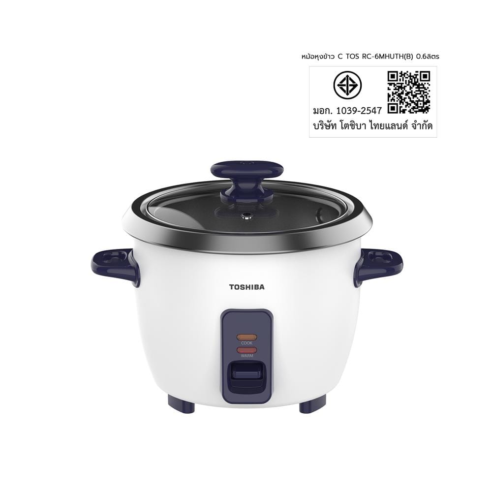 หม้อหุงข้าว CONVENTIONAL TOSHIBA RC-6MHUTH(B) 0.6 ลิตร