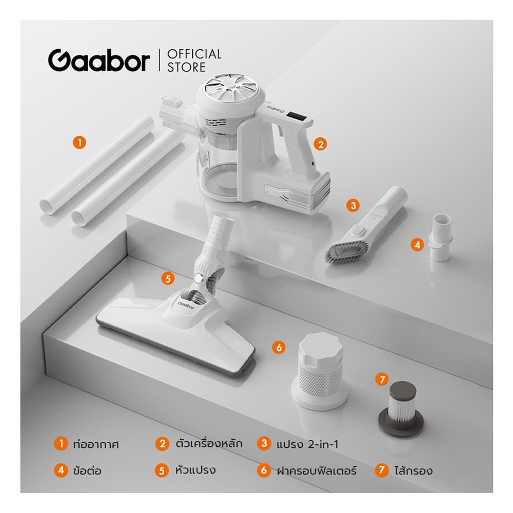 เครื่องดูดฝุ่นแบบด้าม GAABOR CW-12T01A สีขาว