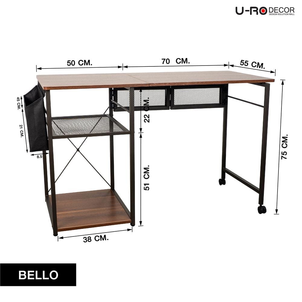 โต๊ะทำงาน U-RODECOR BELLO 120 ซม. สีวอลนัท