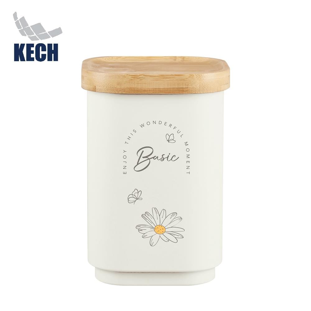 ขวดโหลเหลี่ยมฝาดึง 1.3 ลิตร KECH MOTHA สีครีม