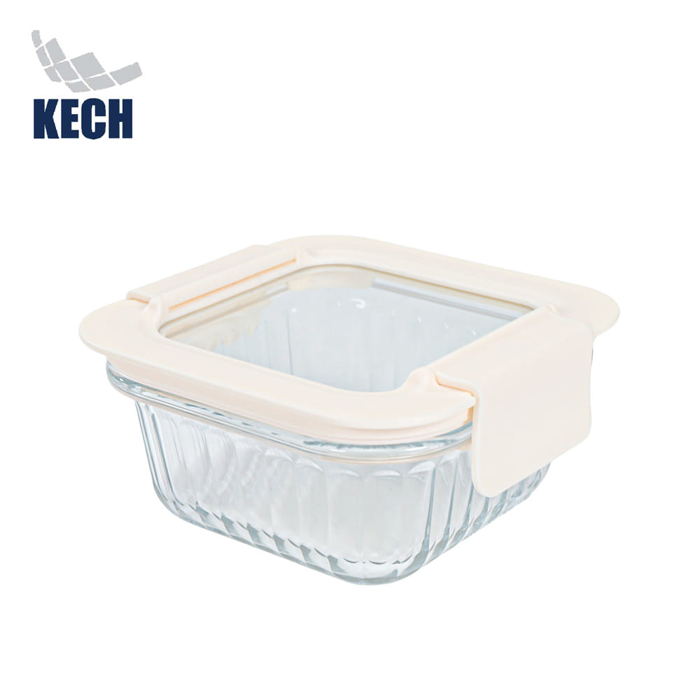 กล่องอาหารแก้วจัตุรัส KECH BELLA 0.32 ลิตร สีขาว_1