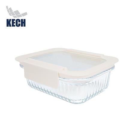 กล่องอาหารแก้วผืนผ้า KECH BELLA 0.64 ลิตร สีขาว_0