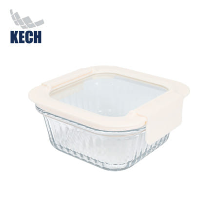 กล่องอาหารแก้วจัตุรัส KECH BELLA 0.52 ลิตร สีขาว_1