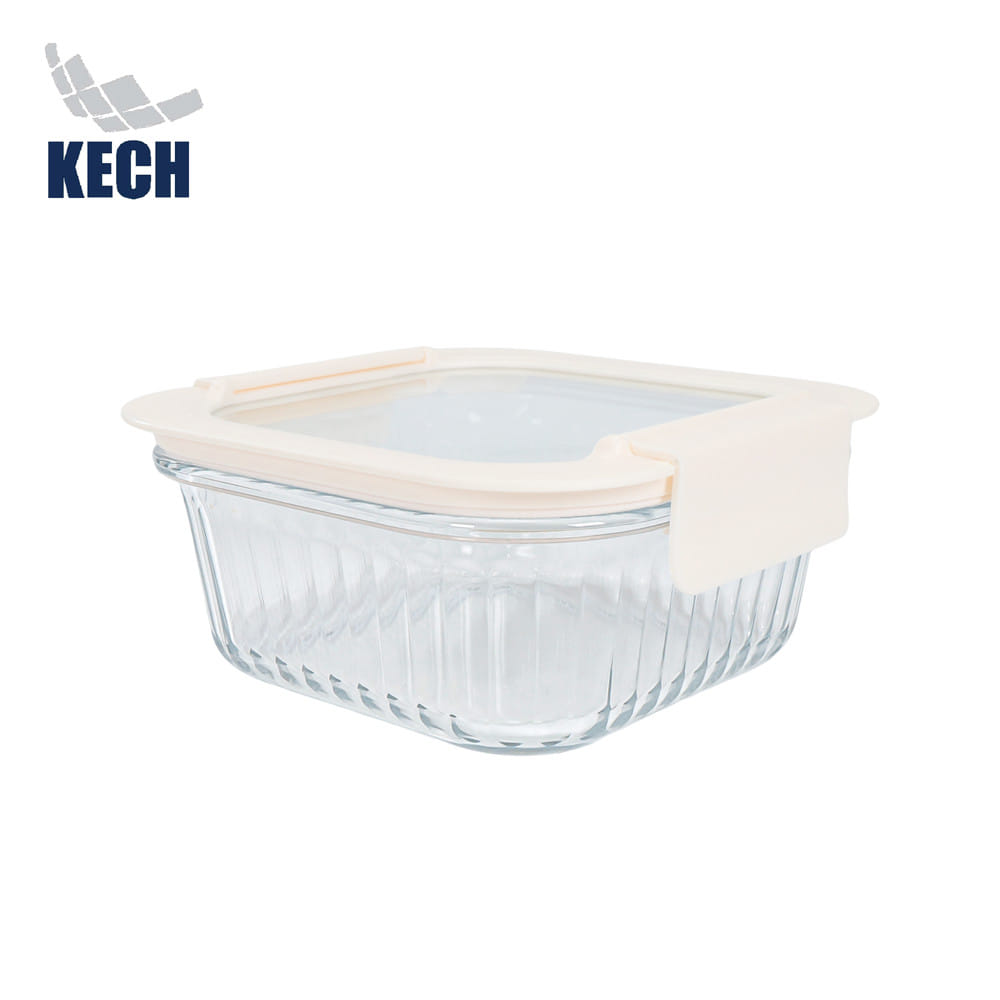 กล่องอาหารแก้วจัตุรัส KECH BELLA 0.8 ลิตร สีขาว_0