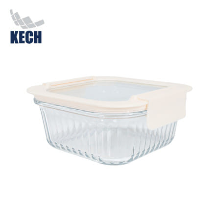 กล่องอาหารแก้วจัตุรัส KECH BELLA 0.8 ลิตร สีขาว_1