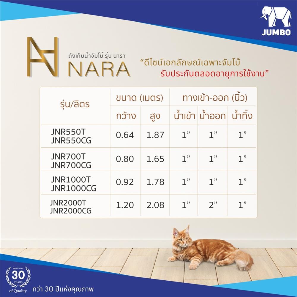ถังเก็บน้ำ JUMBO NARA 550 ลิตร สีเทาแครยอนเกรย์