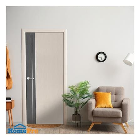 ประตูภายใน UPVC เจาะลูกบิด ECO-DOOR PX2 80x200 ซม. สีครีมทูโทนเทา_2