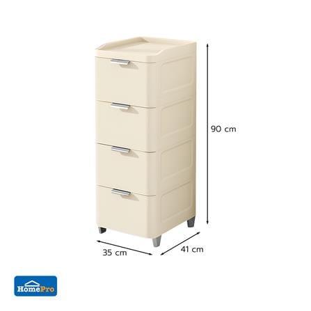 ตู้ลิ้นชัก 4 ชั้น STACKO LINNA 35x41x90 ซม. สีครีม_6
