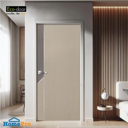 ประตูภายใน WPC เจาะลูกบิด ECO-DOOR WPS1 90x200 ซม. สีครีม ทูโทน_1