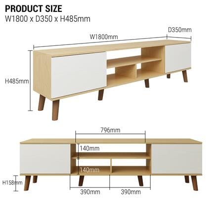 ตู้วางทีวี TOMATO HOME MILLER 180 ซม. สีขาว/โอ๊ค_5