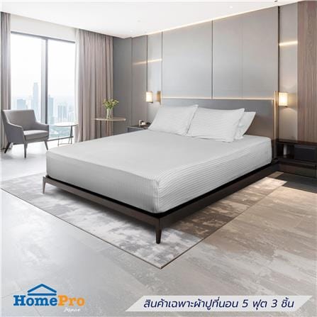 ชุดผ้าปูที่นอน 5 ฟุต (ชุด 3 ชิ้น) HOME LIVING STYLE LINEA สี GREY_1