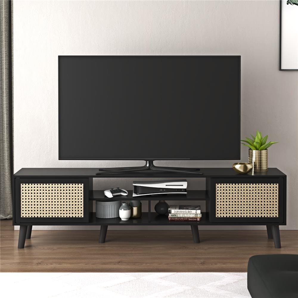 ตู้วางทีวี TOMATO HOME MILLERS RATTAN 180 ซม. สีดำ