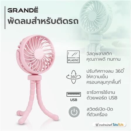 พัดลมสำหรับติดรถ GRANDE สีชมพู_3
