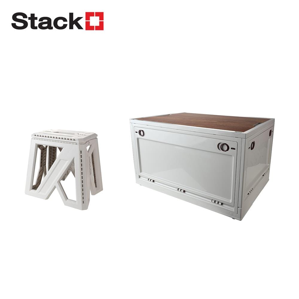 กล่องเก็บของพับได้พร้อมเก้าอี้ STACKO GLAM TOP ไม้ 59.5x41.5x34.7 ซม. สีเบจ