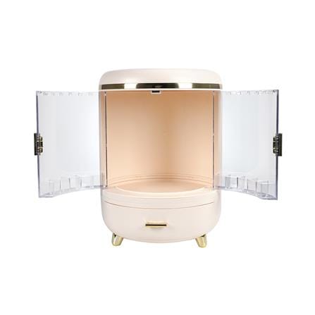 กล่องจัดเก็บเครื่องสำอาง พร้อมกระจก LED STACKO RIKA 26.5x26.5x35.5 ซม. สีขาว_3