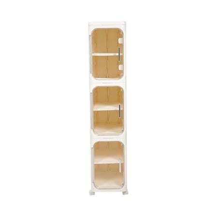 ตู้บานเปิดแคบ 3 ชั้น มีล้อ STACKO NICO 20x33x95 ซม. สีวอร์มขาว/ใส_1