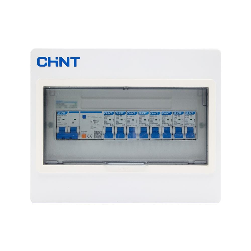 ชุดตู้คอนซูมเมอร์ยูนิต 8 ช่อง พร้อมเมน RCBO 63 แอมป์ และเบรกเกอร์ลูกย่อย CHINT