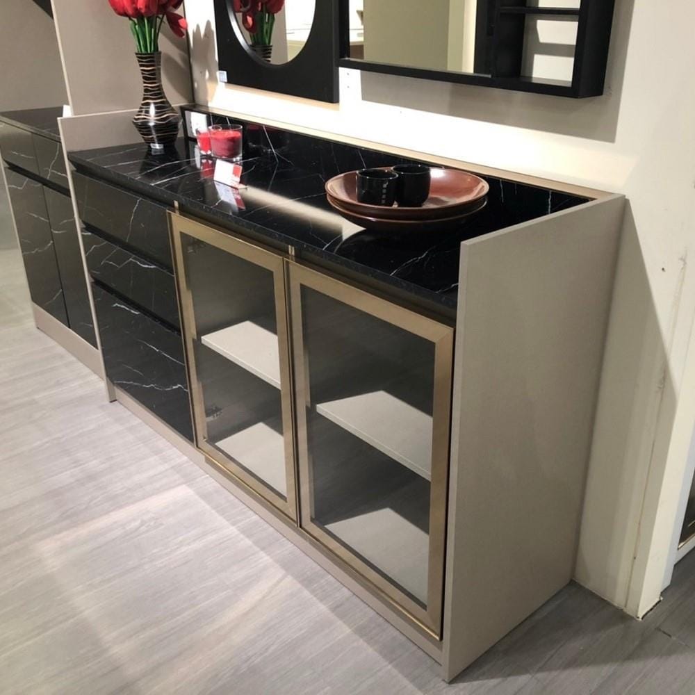 ตู้เตี้ยบานผสม SB FURNITURE BELINDA 19210738 160 ซม. ลายหินอ่อนดำ