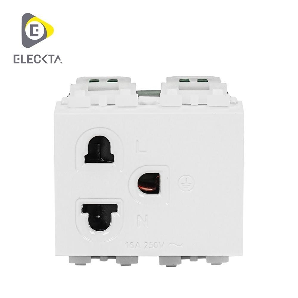 เต้ารับเดี่ยว 3 ขา 1.5 ช่อง ELECKTA BASIC CPS-113 สีขาว