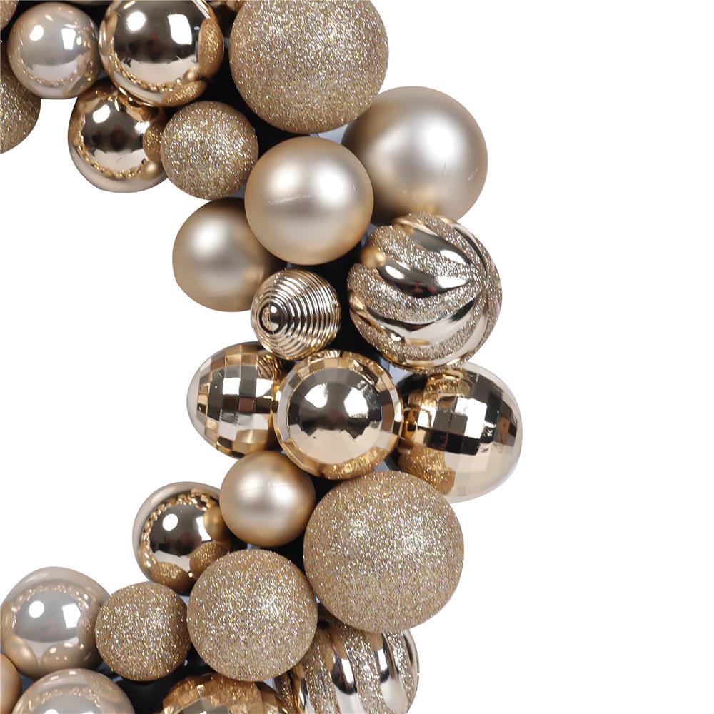 หรีดลูกบอลคริสต์มาส HOME LIVING STYLE 34x34 ซม. สีทอง