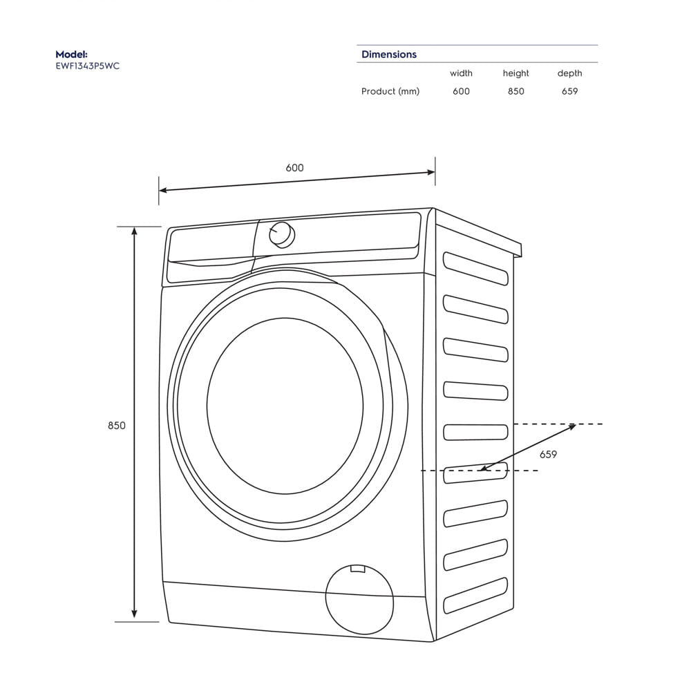 เครื่องซักผ้าฝาหน้าพร้อมขาตั้งสีขาว 333 ELECTROLUX EWF1343P5WC 13 กก. 1400 RPM อินเวอร์เตอร์  สีขาว