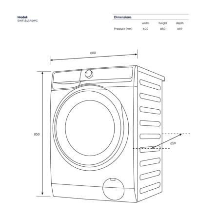 เครื่องซักผ้าฝาหน้าพร้อมขาตั้งสีขาว 333 ELECTROLUX EWF1343P5WC 13 กก. 1400 RPM อินเวอร์เตอร์  สีขาว_7