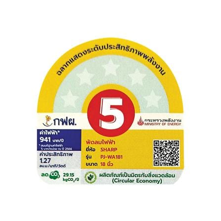 พัดลมติดผนัง 18 นิ้ว SHARP PJ-WA181DG สีดำ_5