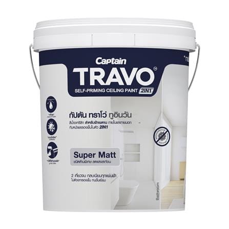สีน้ำทาฝ้า CAPTAIN TRAVO CEILING 2IN1 T7000 สีขาวเบส 5 แกลลอน_0