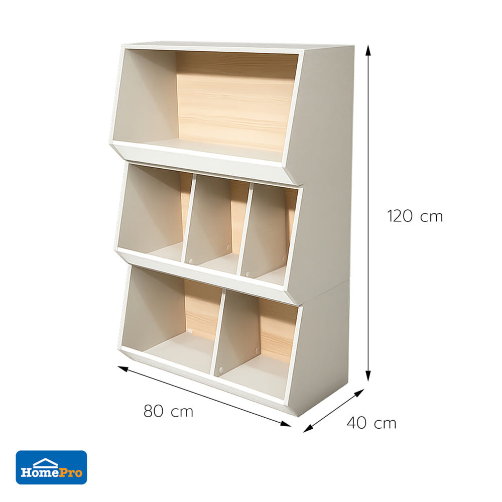 ชั้นวางของเล่นเด็ก FURDINI TORI 80 ซม. สี PINE OAK/ขาว/เทา