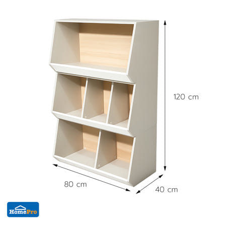 ชั้นวางของเล่นเด็ก FURDINI TORI 80 ซม. สี PINE OAK/ขาว/เทา_8