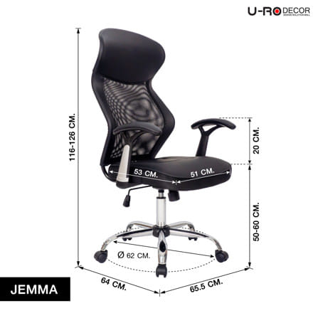เก้าอี้สำนักงาน U-RO DECOR JEMMA สีดำ_10