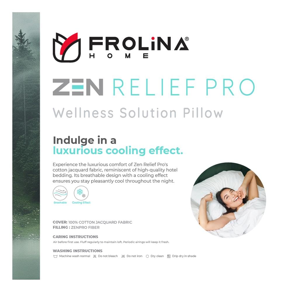 หมอนหนุน ไมโครไฟเบอร์ FROLINA ZEN RELIEF PRO M BAG 19x29 นิ้ว สีขาว