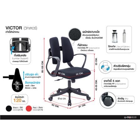 เก้าอี้สำนักงาน U-RODECOR VICTOR สีแดง_12