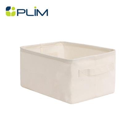 ถังผ้าเหลี่ยมเตี้ย PLIM SIMPLE SIZE S สีครีม_0