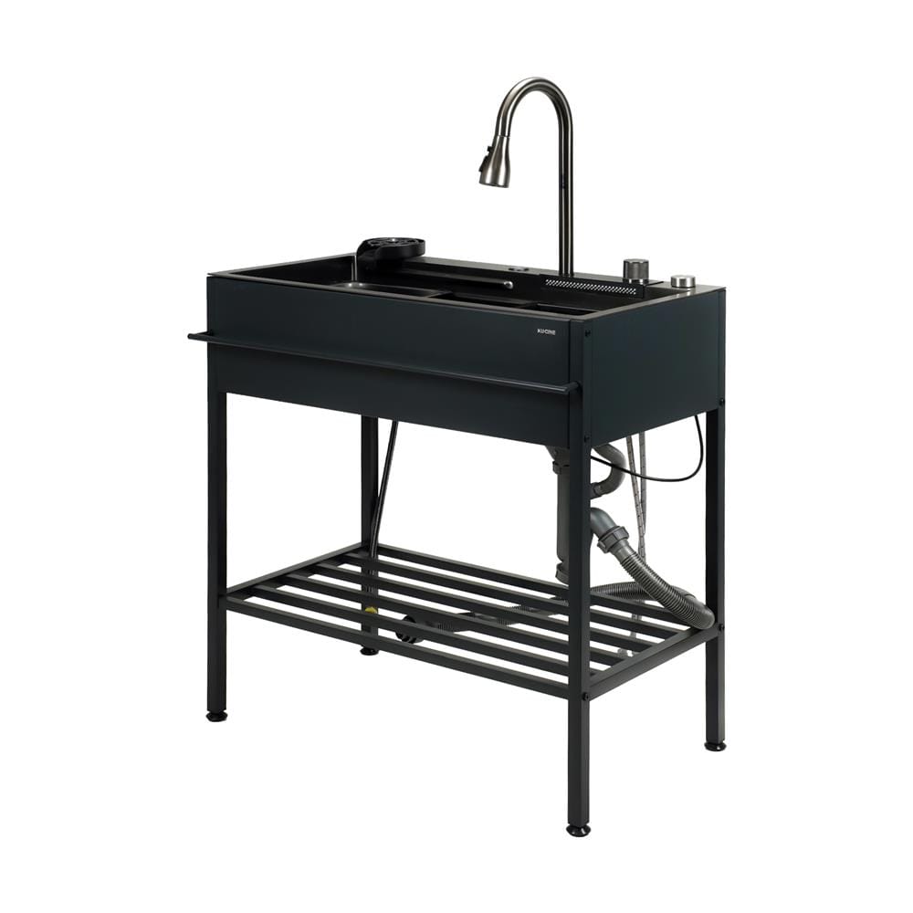 ซิงค์ขาตั้ง 1 หลุม KUCINE KURO8245 สีเทาดำ