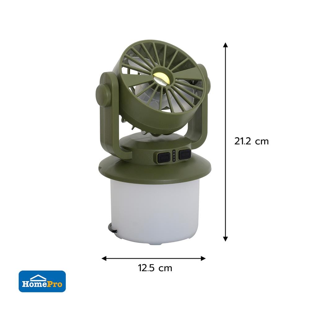 ไฟ LED แคมป์ปิ้งโซลาร์พร้อมพัดลม WORTH FL2526 190 ลูเมน DAYLIGHT