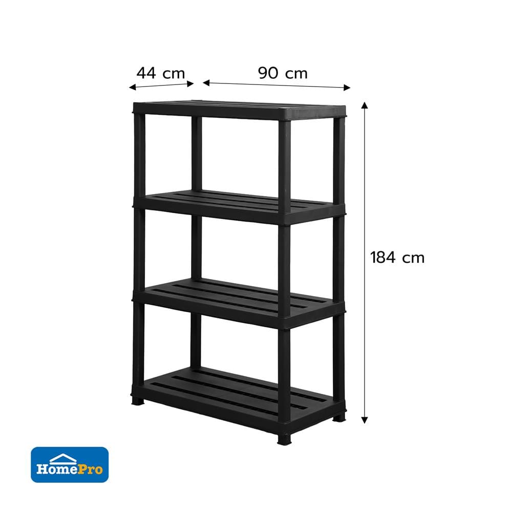 ชั้นวางของ 4 ชั้น STACKO DRUNO 90x44x184 ซม. สีดำ