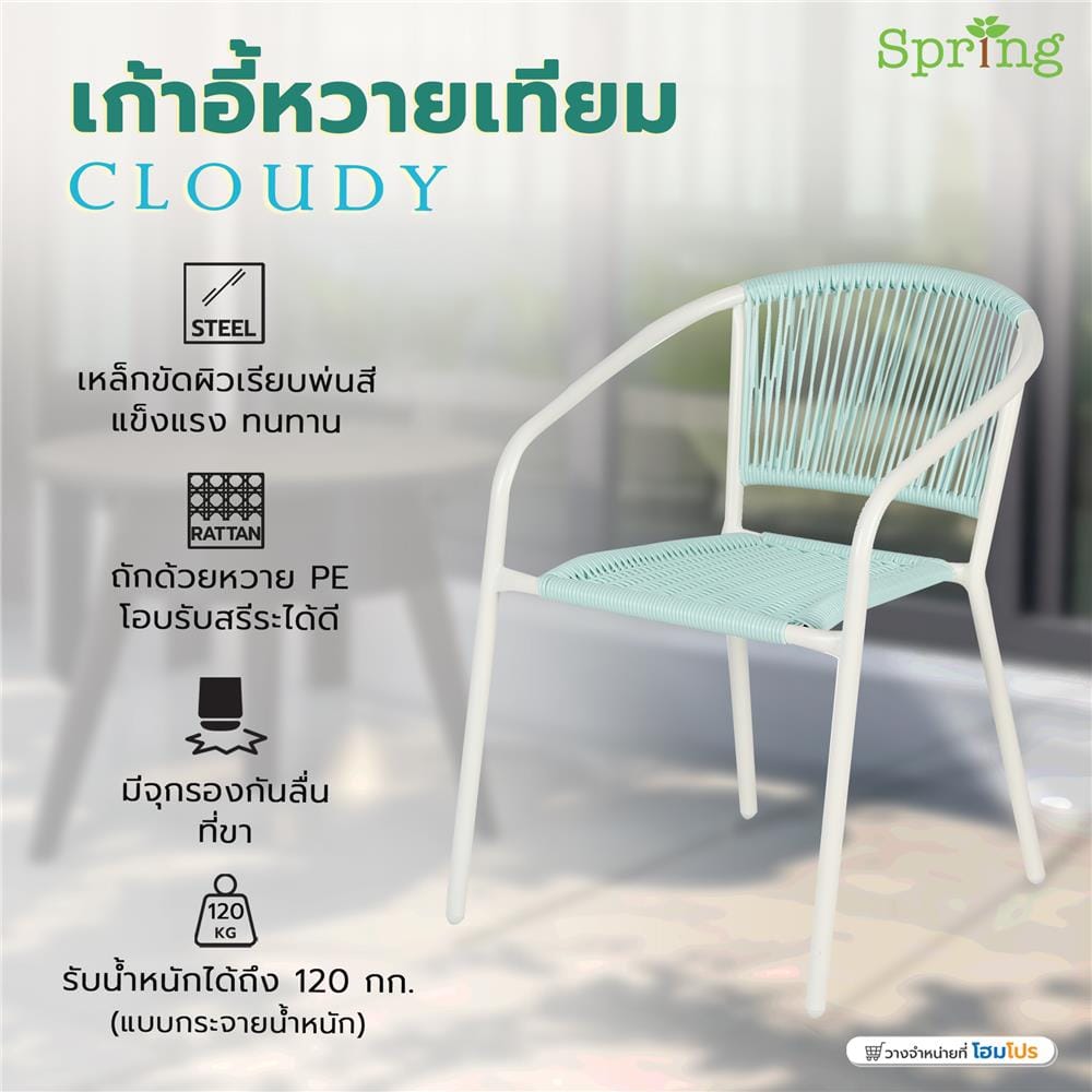 เก้าอี้หวายเทียม SPRING CLOUDY สีขาว/เขียว