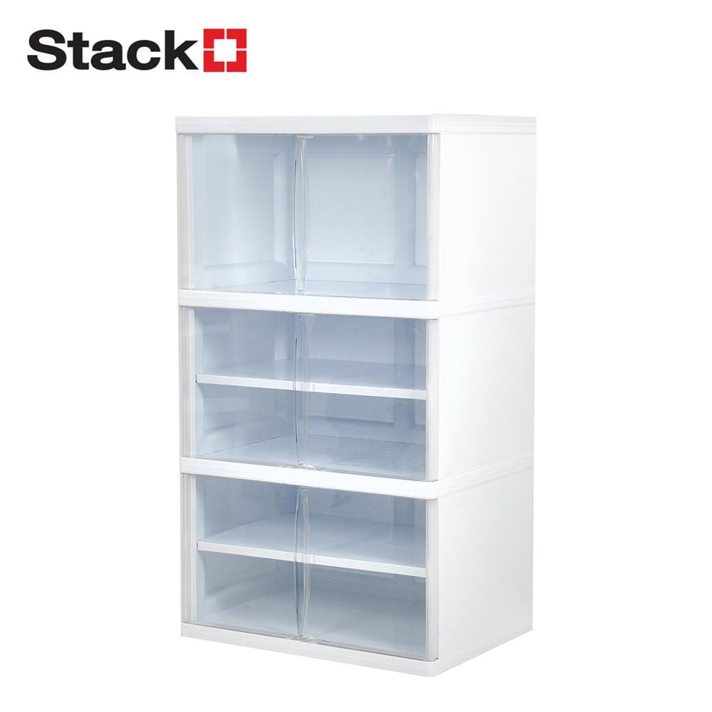 ตู้บานเปิด 3 ชั้น STACKO NOBI 70x50x122ซม. สีขาว/ใส
