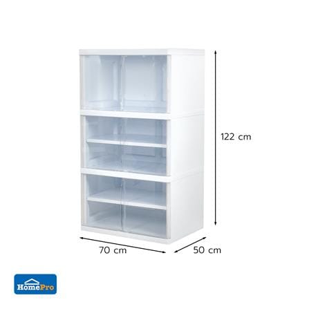 ตู้บานเปิด 3 ชั้น STACKO NOBI 70x50x122ซม. สีขาว/ใส_7