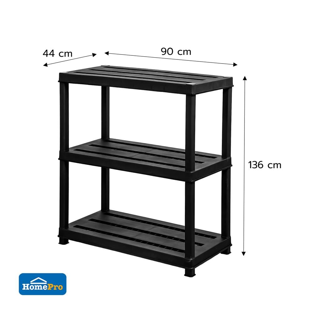 ชั้นวางของ 3 ชั้น STACKO DRUNO 90x44x136 ซม. สีดำ