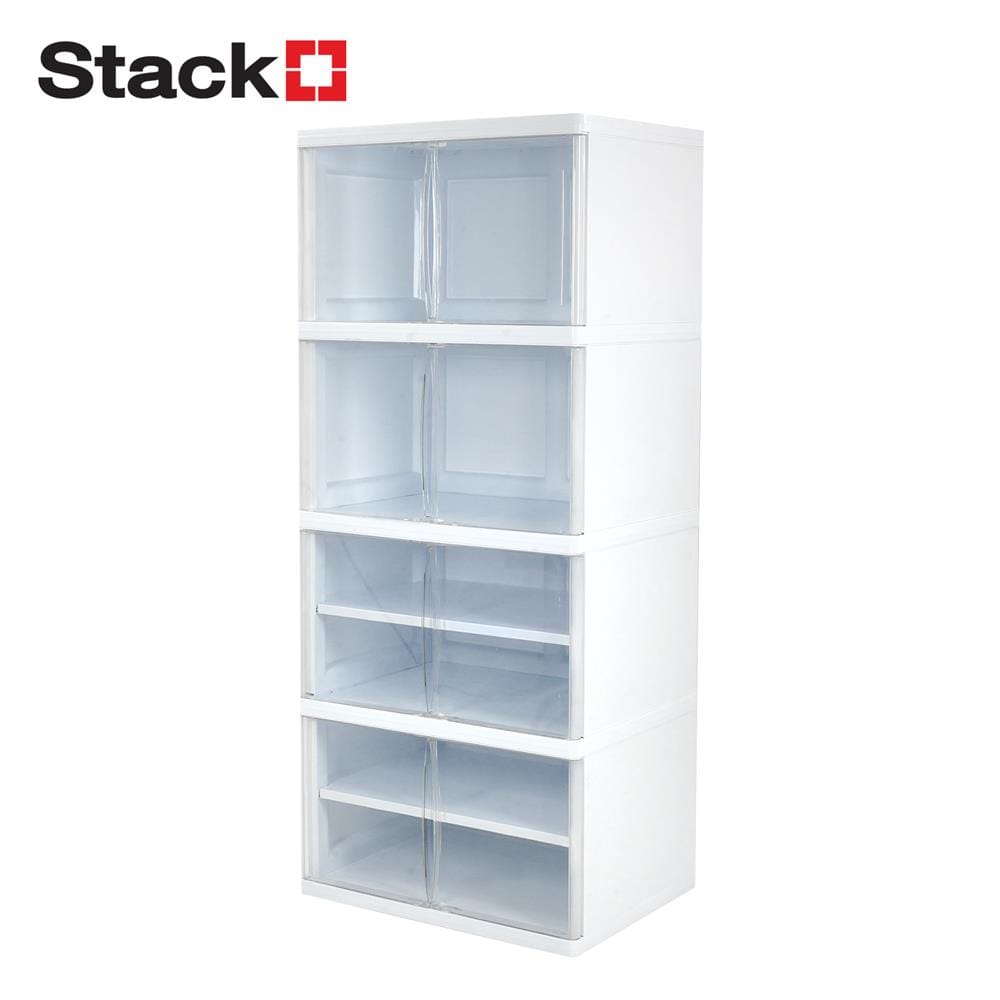 ตู้บานเปิด 4 ชั้น STACKO NOBI 70x50x162 ซม. สีขาว/ใส