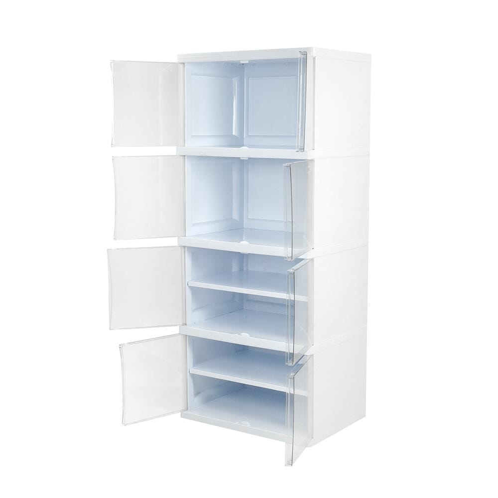 ตู้บานเปิด 4 ชั้น STACKO NOBI 70x50x162 ซม. สีขาว/ใส
