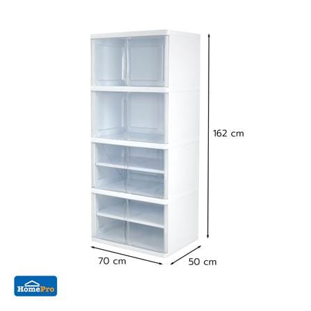 ตู้บานเปิด 4 ชั้น STACKO NOBI 70x50x162 ซม. สีขาว/ใส_7