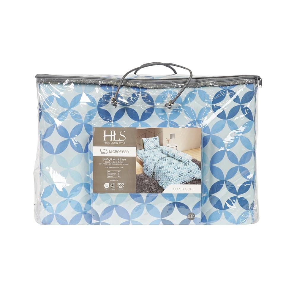 ชุดผ้าปูที่นอน 3.5 ฟุต (ชุด 4 ชิ้น) HOME LIVING STYLE MOTION สี BLUE