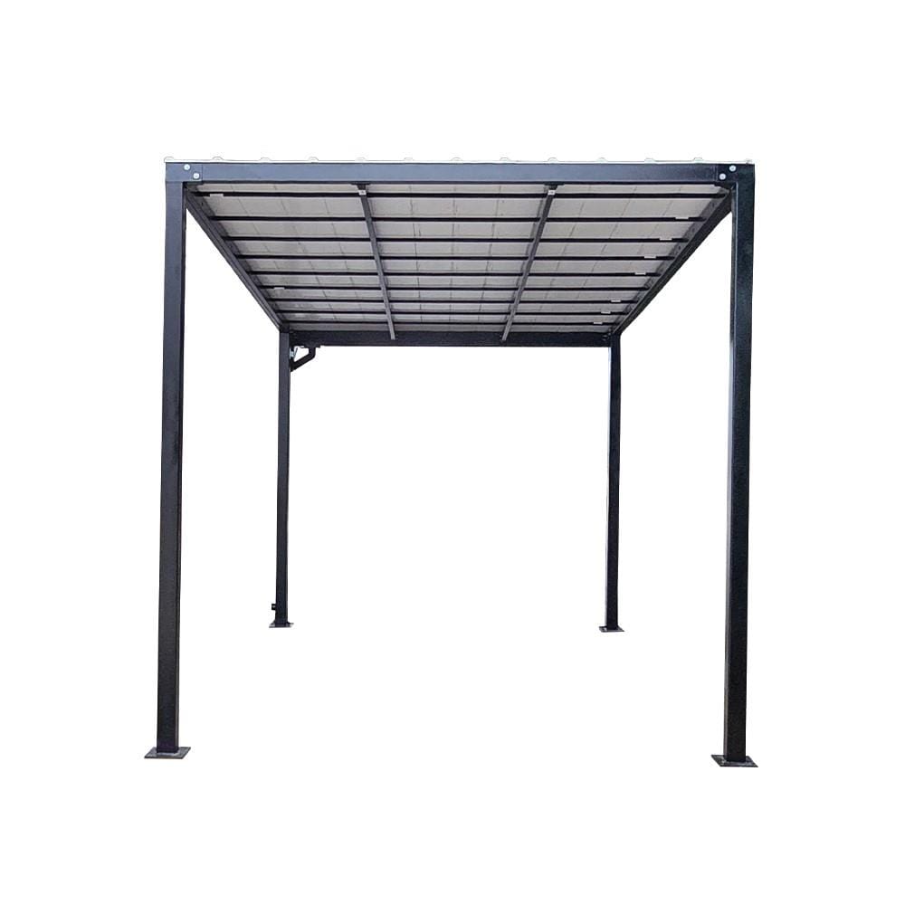 โรงจอดรถสำเร็จรูป หลังคาไวนิล มีรางน้ำฝน เสาธรรมดา SUNSHIELD 3x5 เมตร
