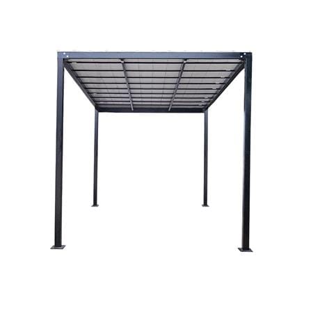 โรงจอดรถสำเร็จรูป หลังคาไวนิล ไม่มีรางน้ำฝน เสาธรรมดา SUNSHIELD 3x5 เมตร_3