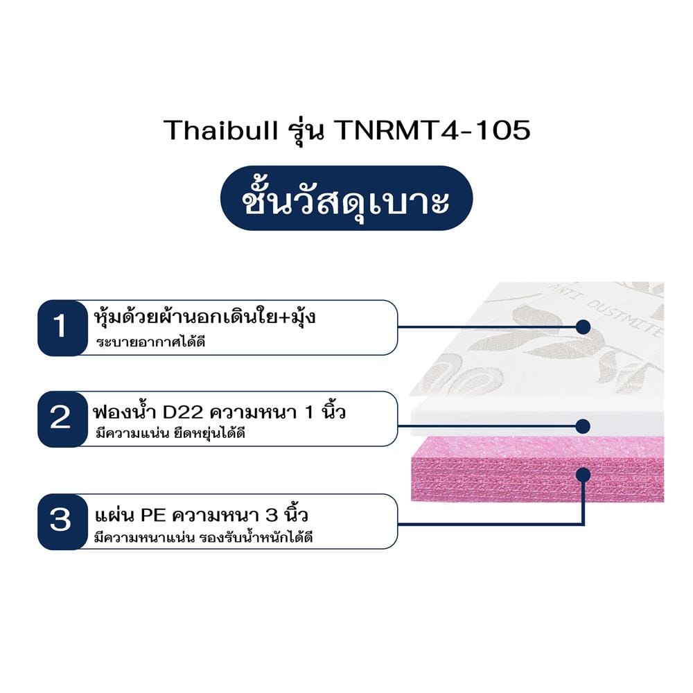 ที่นอนโฟม 3.5 ฟุต THAIBULL รุ่น TNRMT4-105