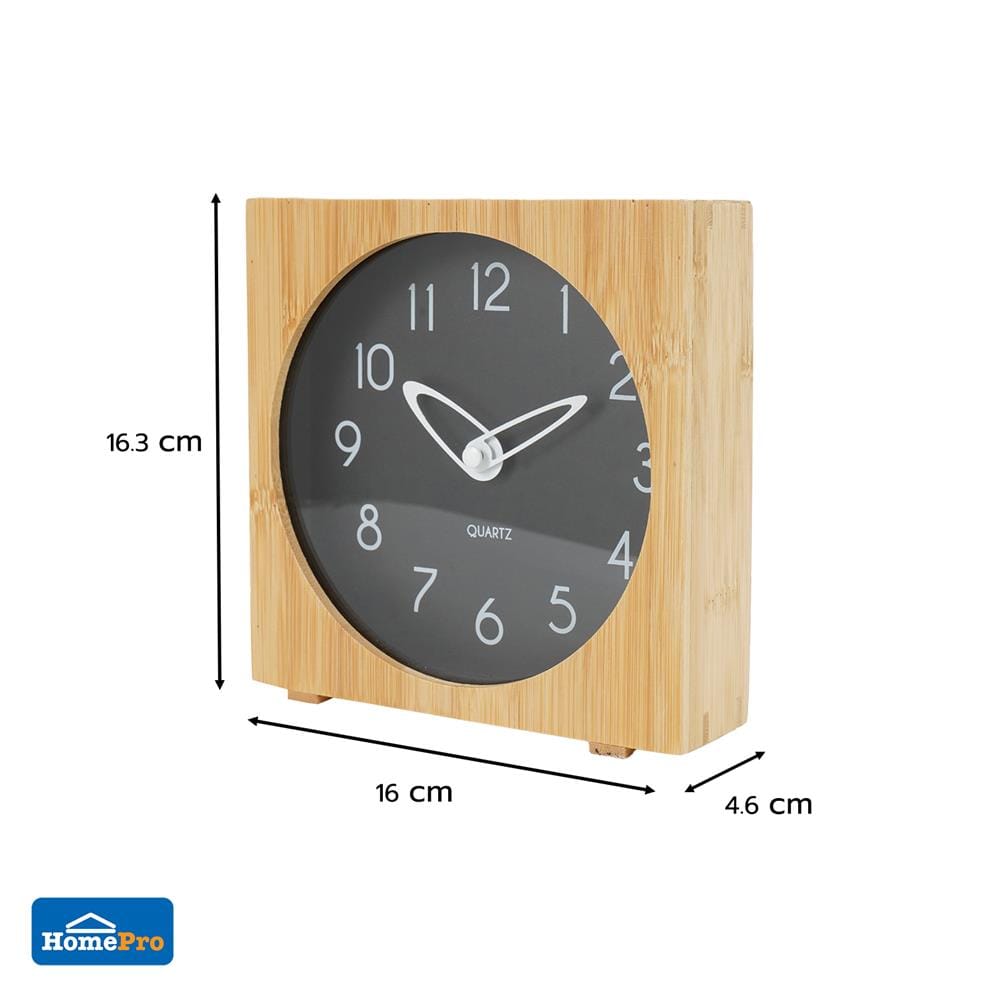 นาฬิกาตั้งโต๊ะไม้ไผ่ SNAZZ BG3003 6.4x6.4 นิ้ว สีดำ
